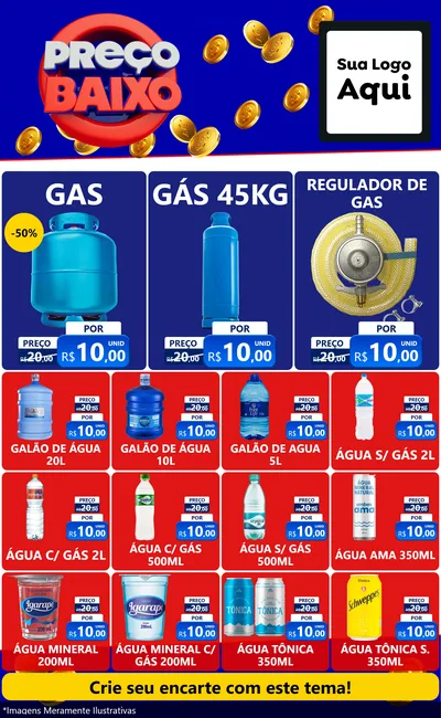 Modelo de Encarte para Encarte Grande com o tema Preço Baixo para Água e gás