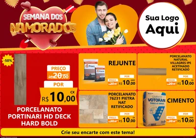 Modelo de Encarte para Encarte A4 Horizontal com o tema Semana dos Namorados para Pisos e revestimentos