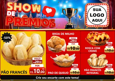 Modelo de Encarte para Encarte A4 Horizontal com o tema Show de Prêmios para Padaria