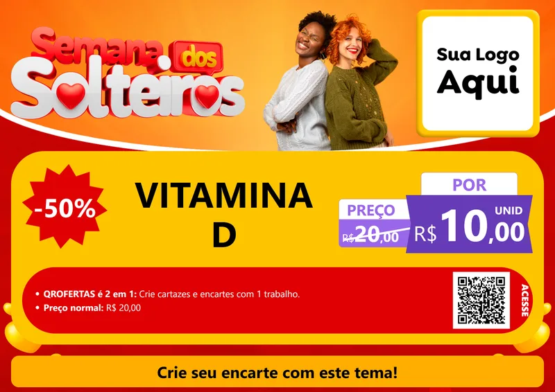 Modelo de Cartaz para Cartaz A4 Horizontal com o tema Semana dos Solteiros para Farmácia
