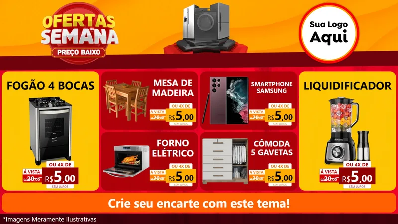 Modelo de TV para TV Horizontal com o tema Ofertas Da Semana - Preço Baixo para Móveis e Eletro