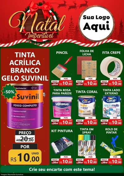 Modelo de Encarte para Encarte A4 Vertical com o tema Natal Imperdível para Tintas e Ferramentas