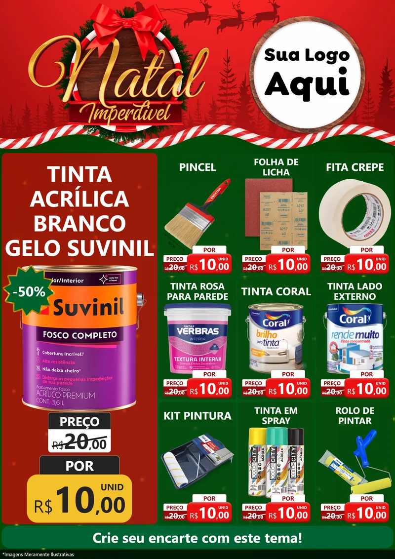 Modelo de Encarte para Encarte A4 Vertical com o tema Natal Imperdível para Tintas e Ferramentas