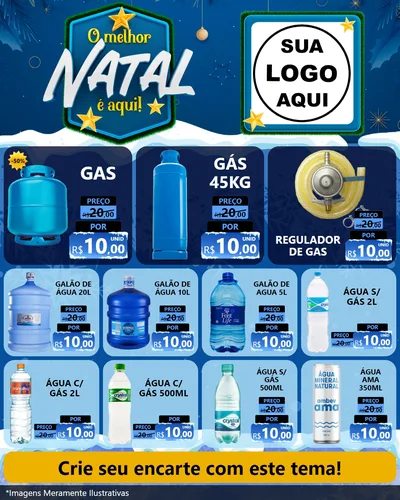 Modelo de Rede Social para Feed Instagram com o tema O Melhor Natal É Aqui! para Água e gás