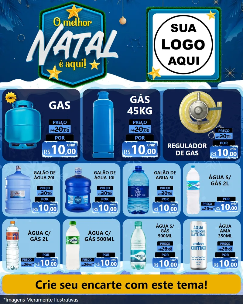 Modelo de Rede Social para Feed Instagram com o tema O Melhor Natal É Aqui! para Água e gás