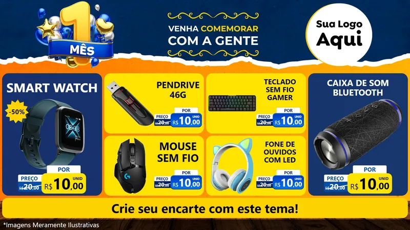 Modelo de TV para TV Horizontal com o tema Um Mês de Aniversário para Informática