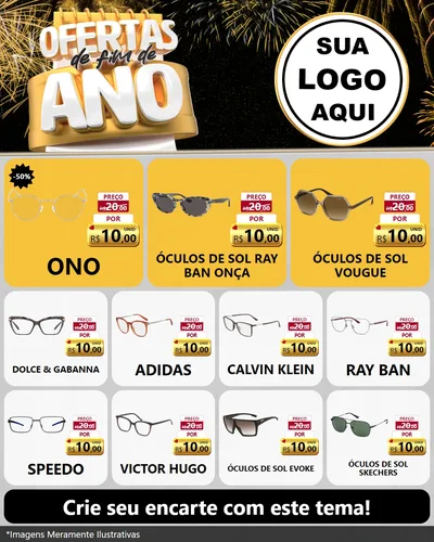 Modelo de Rede Social para Feed Instagram com o tema Ofertas de Fim de Ano para Óticas