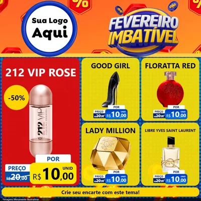 Modelo de Rede Social para Feed Facebook com o tema Fevereiro Imbatível para Perfumes