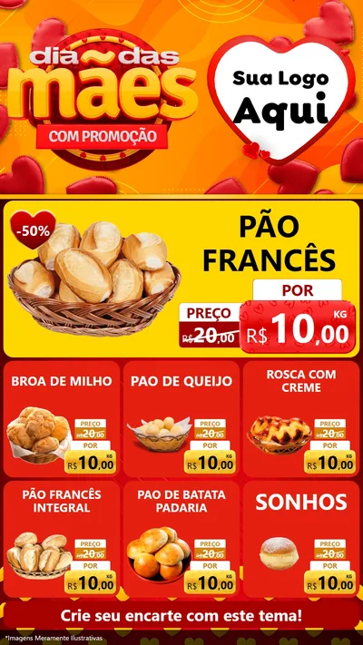 Modelo de Rede Social para Stories com o tema Dia das Mães com Promoção para Padaria