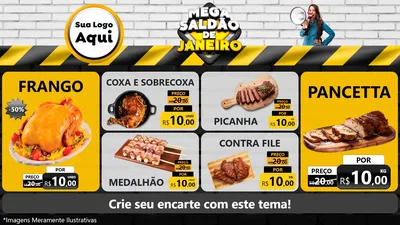 Modelo de TV para TV Horizontal com o tema Mega Saldão de Janeiro para Assados