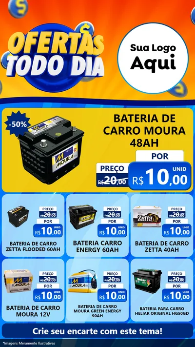 Modelo de Rede Social para Stories com o tema Ofertas Todo Dia para Baterias Elétricas