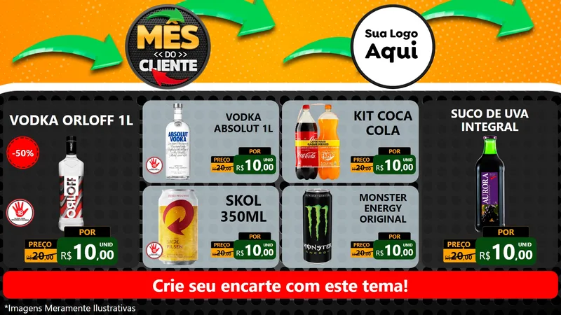 Modelo de TV para TV Horizontal com o tema Mês do Cliente para Distribuidora de bebidas