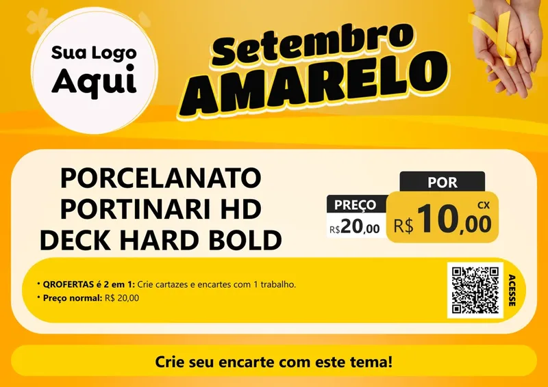 Modelo de Cartaz para Cartaz A4 Horizontal com o tema Setembro Amarelo para Pisos e revestimentos