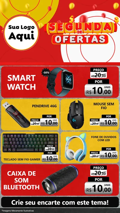 Modelo de TV para TV Vertical com o tema Segunda de Ofertas para Informática