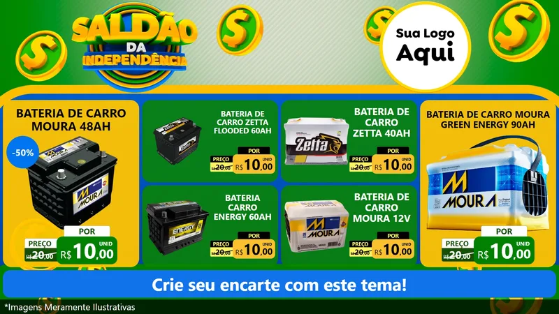 Modelo de TV para TV Horizontal com o tema Saldão da Indepêndencia para Baterias Elétricas