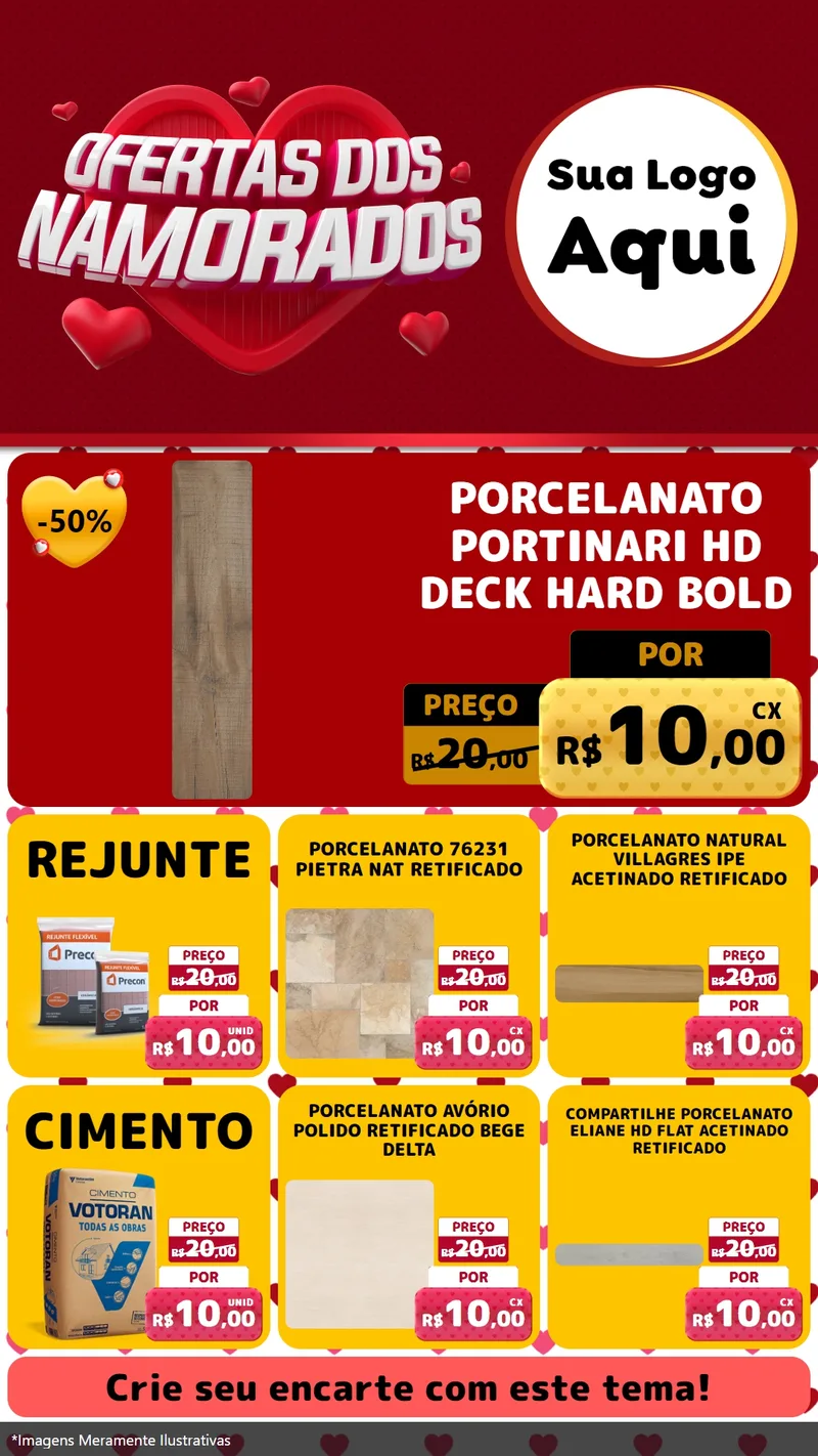 Modelo de Rede Social para Stories com o tema Ofertas Dos Namorados para Pisos e revestimentos
