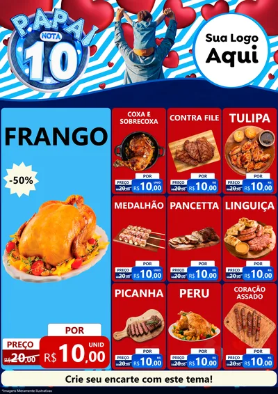 Modelo de Encarte para Encarte A4 Vertical com o tema Papai Nota 10 para Assados