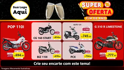 Modelo de TV para TV Horizontal com o tema Super Oferta Fim de Ano para Concessionaria de Motos