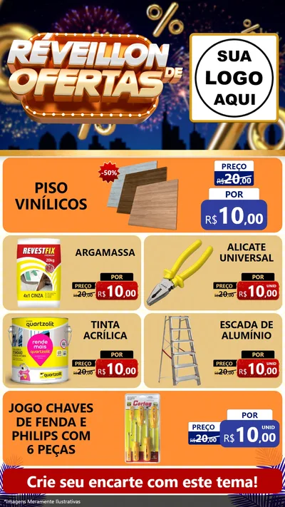 Modelo de TV para TV Vertical com o tema Réveillon de Ofertas para Material para Construção