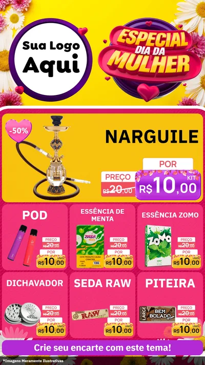 Modelo de Rede Social para Stories com o tema Especial Dia da Mulher para Tabacaria