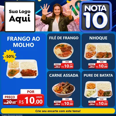 Modelo de Rede Social para Feed Facebook com o tema Nota 10 para Restaurante