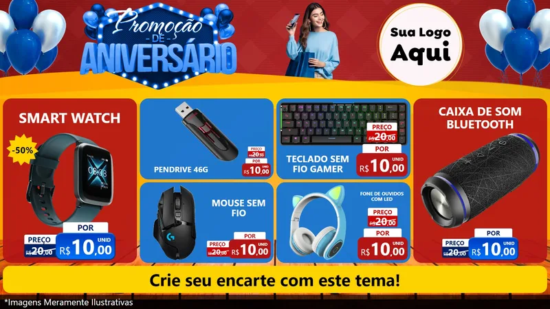 Modelo de TV para TV Horizontal com o tema Promoção de Aniversário para Informática