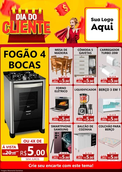 Modelo de Encarte para Encarte A4 Vertical com o tema Dia do Cliente para Móveis e Eletro
