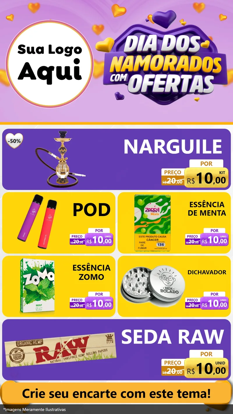 Modelo de TV para TV Vertical com o tema Dia Dos Namorados Com Ofertas para Tabacaria