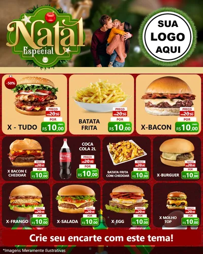 Modelo de Rede Social para Feed Instagram com o tema Natal Especial para Hamburgueria