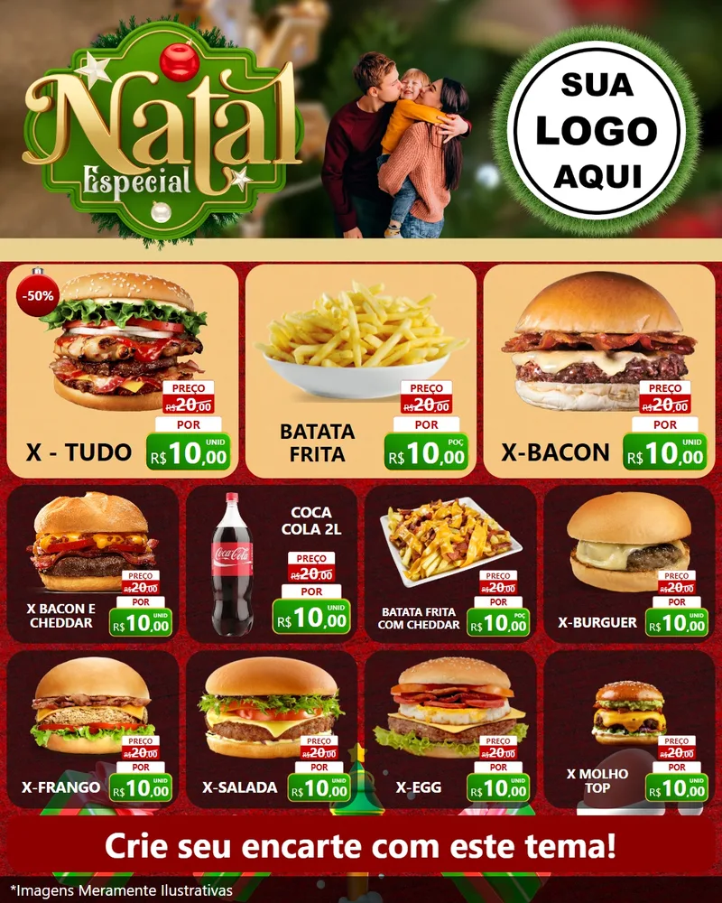 Modelo de Rede Social para Feed Instagram com o tema Natal Especial para Hamburgueria