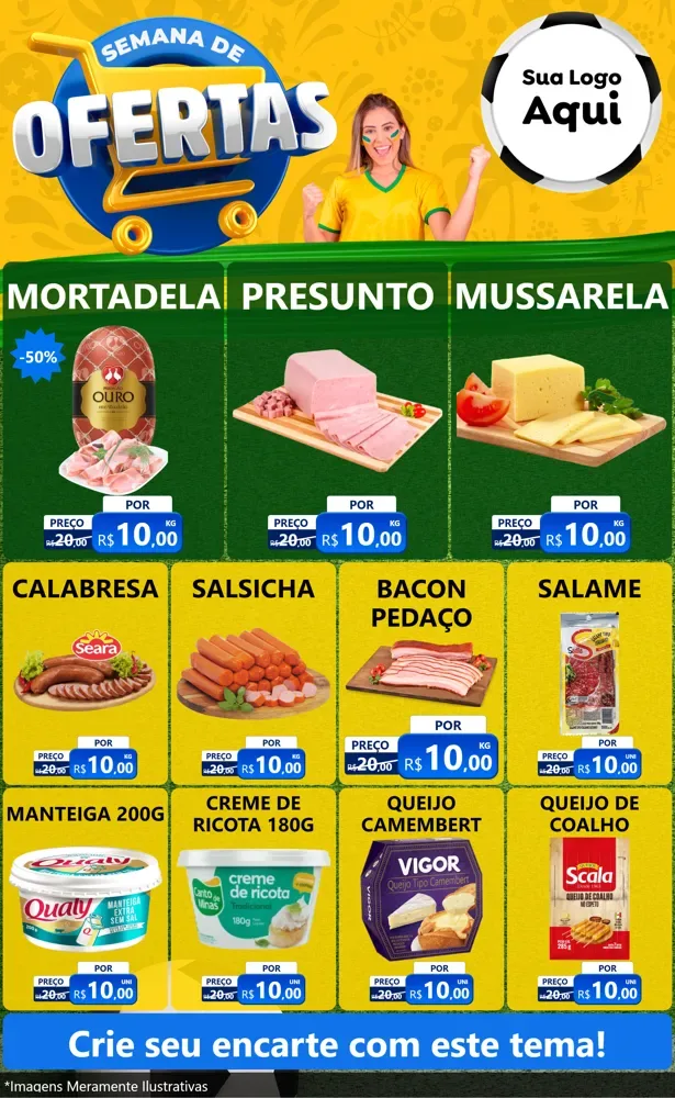 Modelo de Encarte para Encarte Grande com o tema Semana de Ofertas - Copa para Frios e Laticínios