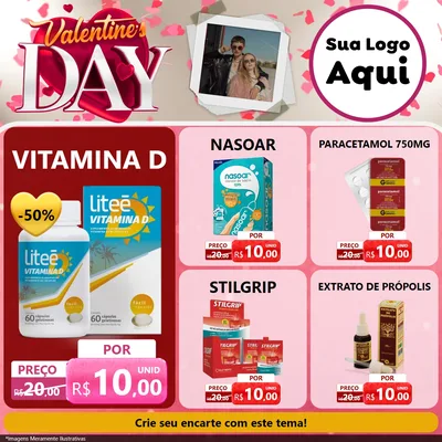 Modelo de Rede Social para Feed Facebook com o tema Valentine's Day para Farmácia