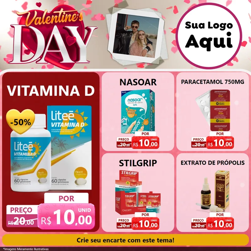 Modelo de Rede Social para Feed Facebook com o tema Valentine's Day para Farmácia