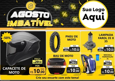 Modelo de Encarte para Encarte A4 Horizontal com o tema Agosto Imbatível para Moto peças