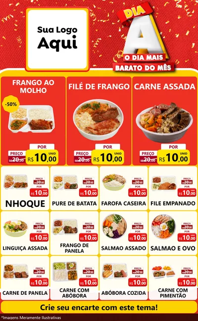 Modelo de Encarte para Encarte Grande com o tema Dia A o Dia Mais Barato do Mês para Restaurante