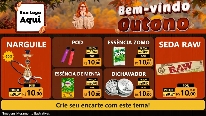 Modelo de TV para TV Horizontal com o tema Bem-vindo Outono para Tabacaria