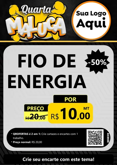 Modelo de Cartaz para Cartaz A4 Vertical com o tema Quarta Maluca para Materiais Elétricos