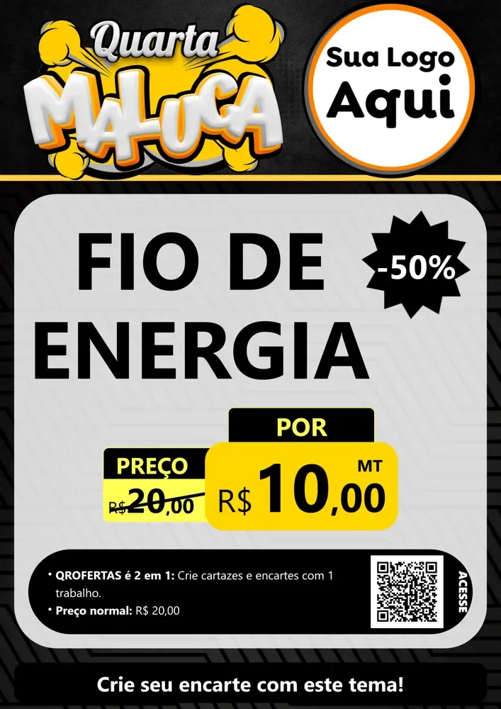 Modelo de Cartaz para Cartaz A4 Vertical com o tema Quarta Maluca para Materiais Elétricos