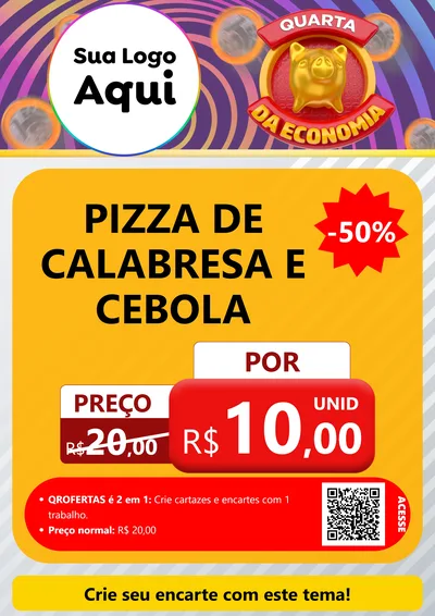 Modelo de Cartaz para Cartaz A4 Vertical com o tema Quarta da Economia para Pizzaria