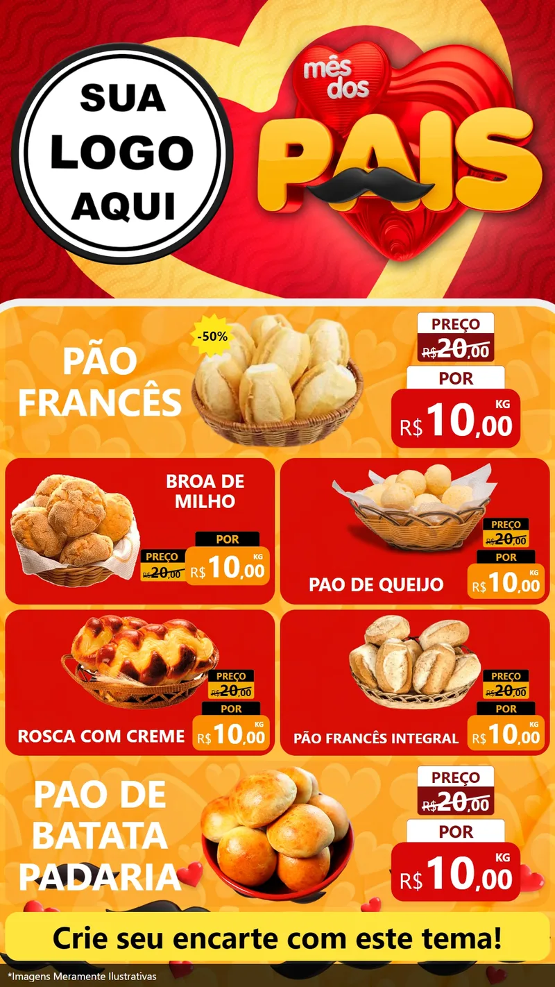 Modelo de TV para TV Vertical com o tema Mês Dos Pais para Padaria
