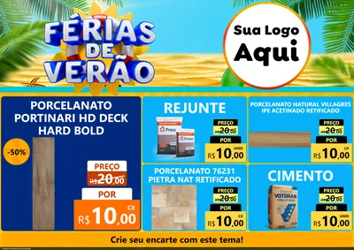 Modelo de Encarte para Encarte A4 Horizontal com o tema Férias de Verão para Pisos e revestimentos