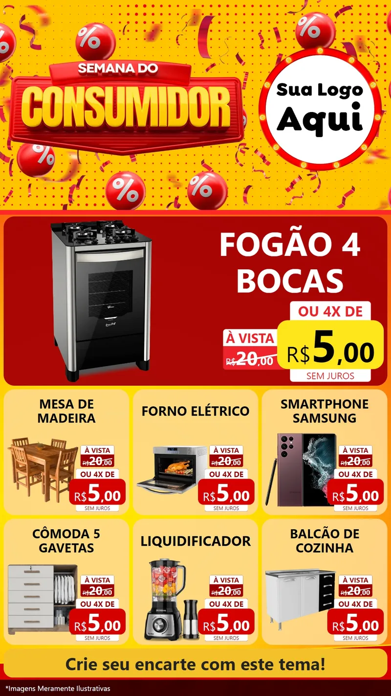 Modelo de Rede Social para Stories com o tema Semana do Consumidor para Móveis e Eletro