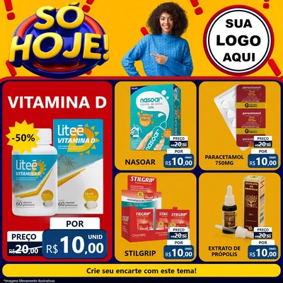 Modelo de Rede Social para Feed Facebook com o tema Só Hoje! para Farmácia