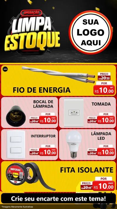 Modelo de TV para TV Vertical com o tema Operação Limpa Estoque para Materiais Elétricos