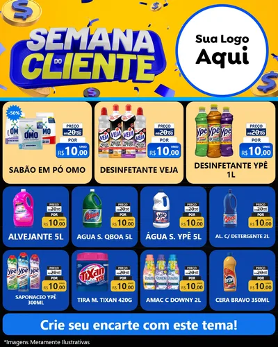Modelo de Rede Social para Feed Instagram com o tema Semana do Cliente para Produtos de Limpeza