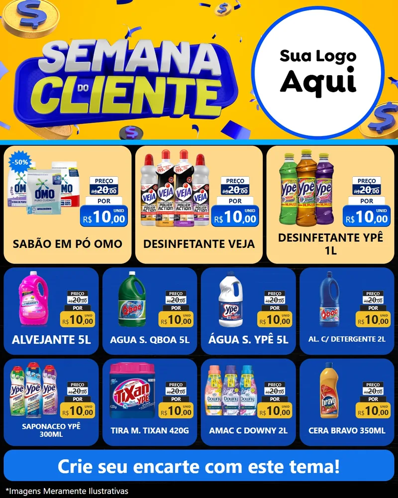 Modelo de Rede Social para Feed Instagram com o tema Semana do Cliente para Produtos de Limpeza