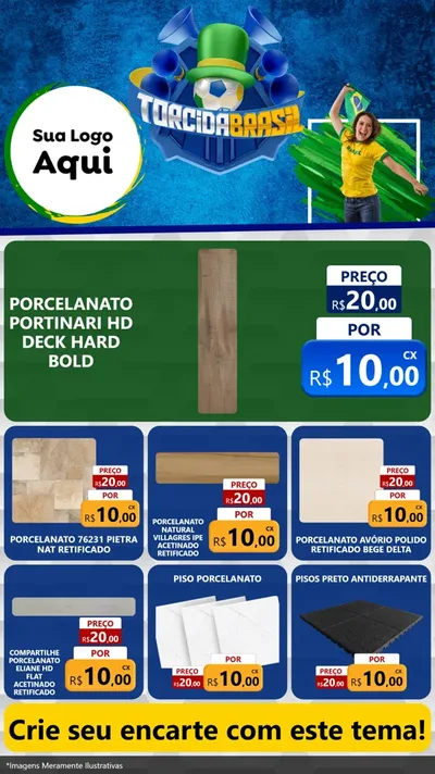 Modelo de Rede Social para Stories com o tema Torcida Brasil - Copa para Pisos e revestimentos