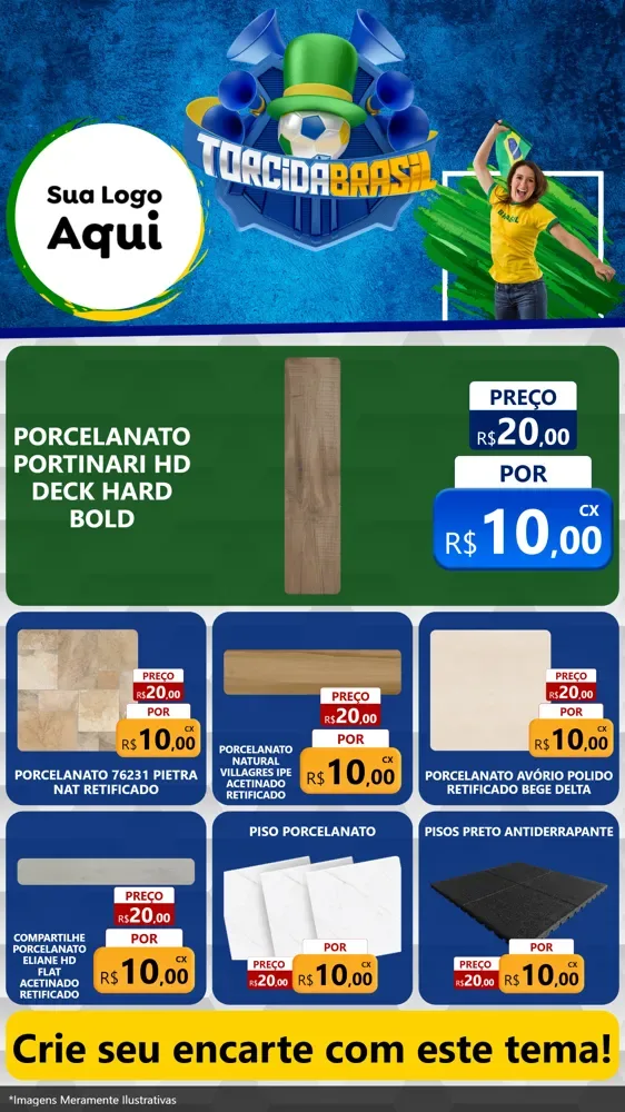 Modelo de Rede Social para Stories com o tema Torcida Brasil - Copa para Pisos e revestimentos