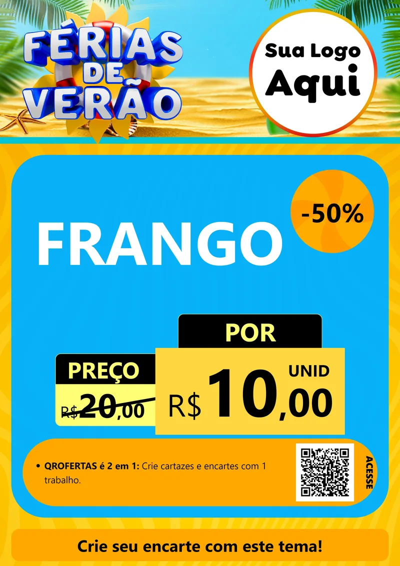 Modelo de Cartaz para Cartaz A4 Vertical com o tema Férias de Verão para Assados