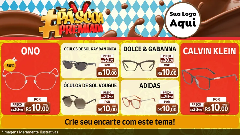 Modelo de TV para TV Horizontal com o tema Páscoa Premiada para Óticas